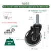 8T8 3 Inch Rubber Caster Wheels Heavy Duty with 1/2''-13