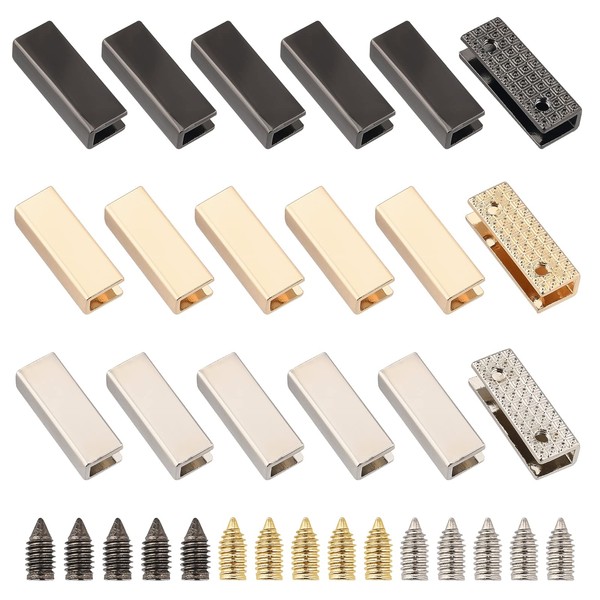 WADORN 18 Sets Metal Belt Tip with Screws, 1 Inch