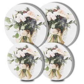 Holding a Bouquet Electric Stove Burner Covers, Set of 4 Round Stove Burner Covers, 8 Inches and 10 Inches, Gas Stove Burner Covers, Metal Stove Burner Cover, Modern Cooktop Decorative, Kitchen Decor