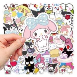 Set of 100 Cute for Sanrio Stickers Cartoon for Sanrio Stickers Cute Anime, Waterproof, High Definition Image, 1.2 - 1.6 inches (3 - 4 cm), Waterproof Stickers, Moe Goods Stickers, DIY, Carry Case,