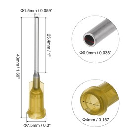 sourcing map Industrial Blunt Tip Needle 17G 1 Inch Length with Luer Lock Screw Interface Connector, Dispensing Needle for Liquid Glue Gun, 40 Pcs (Yellow)