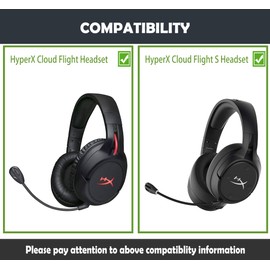 HTINDUSTRY Ersatz-Ohrpolster/Kopfbügelpolster Kompatibel mit HyperX Cloud Flight, Cloud Flight S Headsets, Premium-Ohrpolster mit Weicherem Proteinleder/Memory-Schaum