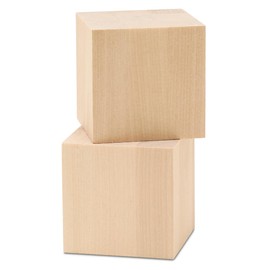 DIY Wood Cubes 4-inch, Pack of 2 Large Blank Wooden Blocks for Crafts, STEM, Building, Monitor Riser, Photo Cube Craft, and Home Decor, by Woodpeckers