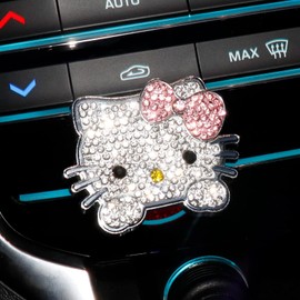 Cute Push to Start Button Cover Accessories, Crystal Car Engine Start Stop Button Cover, Pink Bling Car Decoration Interior Sticker Decal for Women Girl