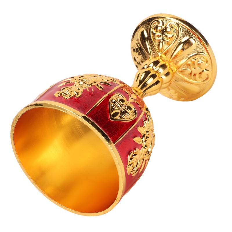 Gold Chalice 4 Inch High Zinc Alloy Retro Embossed Flower