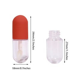 5 Pcs Lip Gloss Tubes with Wand Cute Capsule Shaped Lip Gloss Brush Wand Tubes Empty Transparent Red Lip Balm Bottle for Daily Woman Use-4.5ML