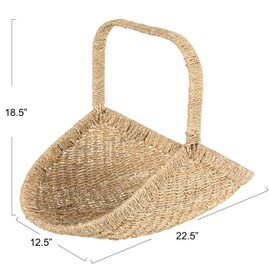 Household Essentials Woven Seagrass Flower Basket with Detachable Handle