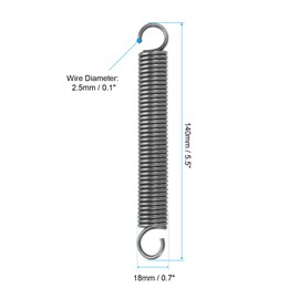 PATIKIL Extension Spring, 1pcs Wire Diameter 0.1", OD 0.7", Free Length 5.5" Spring Steel Dual Hook Tension Springs for Lawn Tractor Home Repairs DIY, Grey