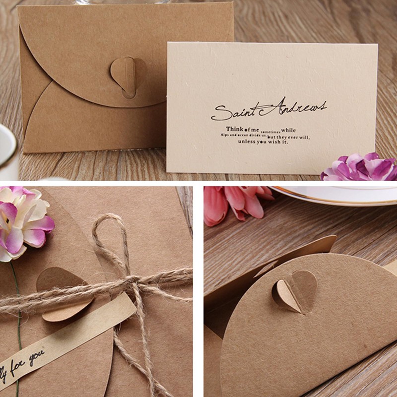 Kraftpapier Umschläge 15 Stück Briefumschläge mit blumen Set, kleine briefumschläge