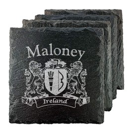 Maloney Irish Coat of Arms Slate Coasters - Set of 4