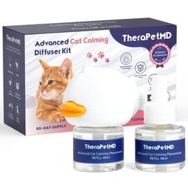 TherapetMD - Cat Calming Diffuser Pheromone Kit - Multi Cat Anxiety Relief Stress Reduction Plugin 700 sq ft Coverage Vet Recommended.