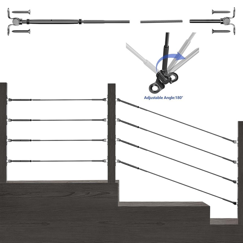 CKE 20 Pairs 1/8" Black Cable Railing Hardware Kit Swage