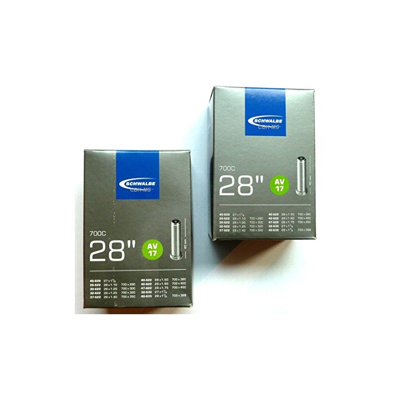 2x Schwalbe AV17 AV 17 Inner Tubes 28 x 1.2-1.75