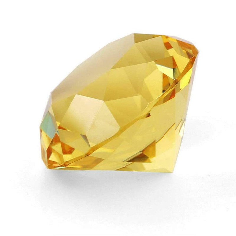 F-ber Yellow 60mm (2.36") K9 Crystal Faceted Cut Glass Giant
