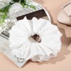 White Large Lace Scrunchies, Oversized Scrunchie Satin Hair Scrunchies Lace