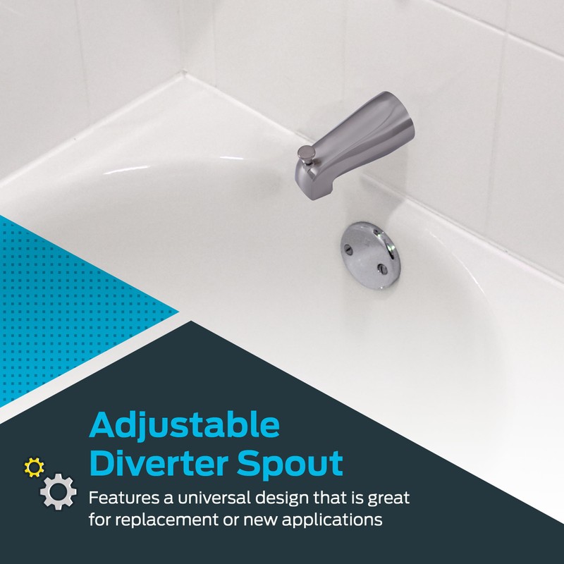 EZ-FLO 15084 Adjustable Diverter Spout, 5-3/8 inch Length, Chrome