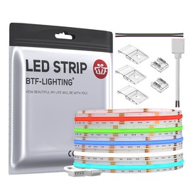 BTF-LIGHTING FCOB COB RGB LED Tape Light High Density Flexible LED Tape Light 5M 810LEDs/m 4PIN RGB 10mm Width Strip Light DC12V Dimmable Color Transformable Cuttable Bedroom Kitchen Home Indoor