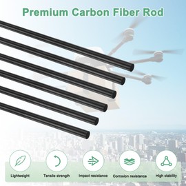 M METERXITY 6-Pack of Carbon Fiber Rods, 200mm Length 1.5mm Diameter Carbon Fiber Solid Cushion Poles, for RC Airplanes/DIY Crafts/Quadcopter Arms/Scale Model Kite Wing Tubes [7.87 x 0.06 inches]
