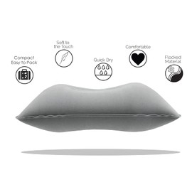 Peixiong 2 Pcs Grey Ultralight Inflatable Pillow Small Squared Flocked Fabric Air Pillow for Hiking,Camping,Traveling,Napping,Desk Rest,Neck &Lumbar Support