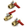 QWORK Ball Valve, 3 Pcs 1/4" Heavy Duty Brass Ball
