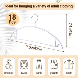 Enjamyo 18 Pack Clothes Hangers, PVC Coating Sweater Hangers, 16.5 Inch No Shoulder Bump Coat Hanger, Heavy Duty Non-Slip Metal Hanger for Sweaters, Jackets, Coat, T Shirts (White)