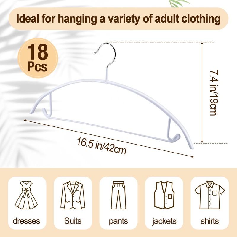 Enjamyo 18 Pack Clothes Hangers, PVC Coating Sweater Hangers, 16.5