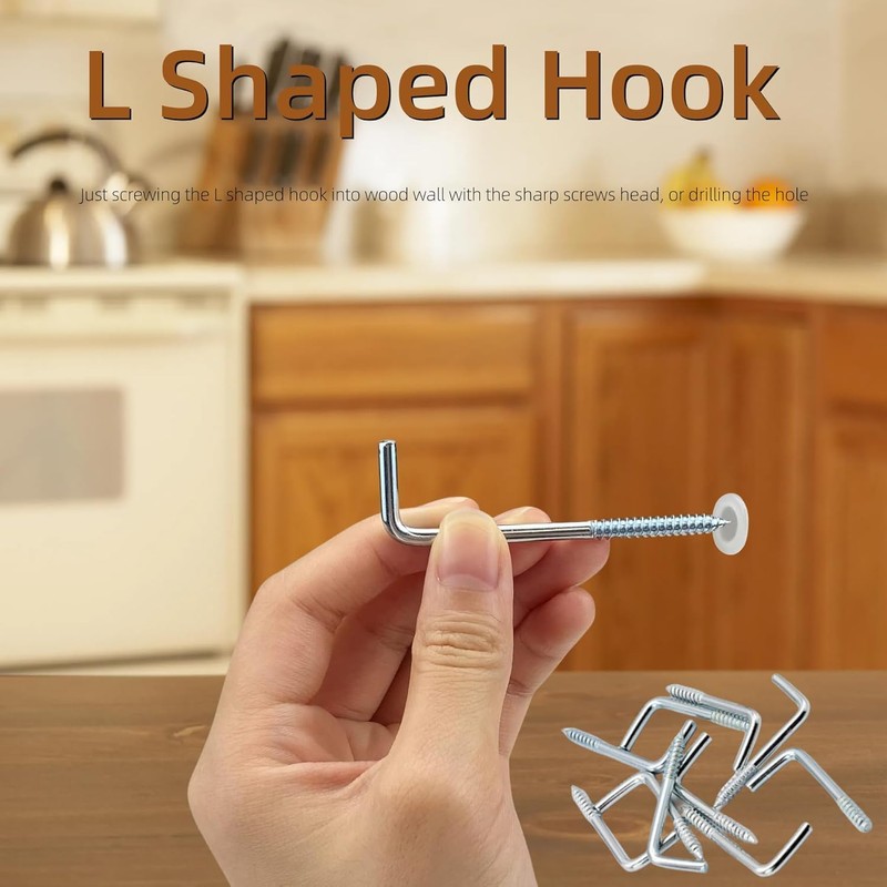 FARBEIR 50 Pcs Right Angle Hooks Zinc Plated L Hook