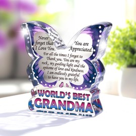 Gifts for Grandma, Grandma Gifts, Birthday Gifts for Grandma, Beautiful Butterfly-Shaped Acrylic Plaque, Grandma Gifts from Grandchildren, Presents for Grandma Birthday, Mothers Day, Christmas Gifts
