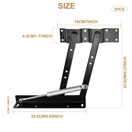 1 Pair Pneumatic Spring Lift Mechanism for Coffee Tables Multi-Functional Folding Lifting Frame Heavy Duty Adjustable Furniture Brackets Table Height Adjuster Kit