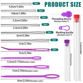 Bupete 42 Pcs Large Eye Blunt Yarn Needles Set, Darning Needles for Yarn, Crochet Needle, Plastic Needles, Tapestry Needles with Curved Darning Needles Knitting Needles for Sewing