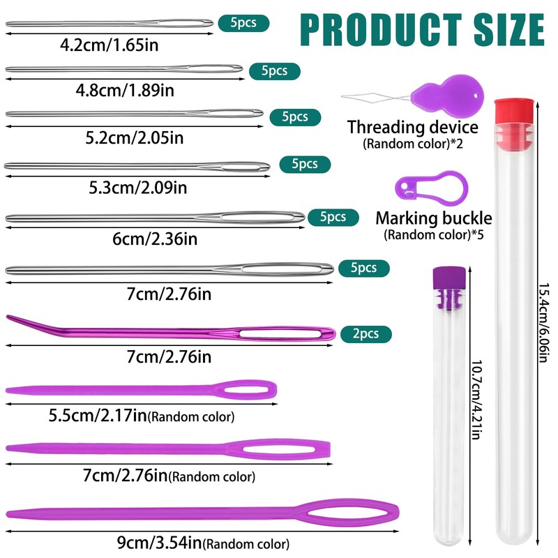Bupete 42 Pcs Large Eye Blunt Yarn Needles Set, Darning