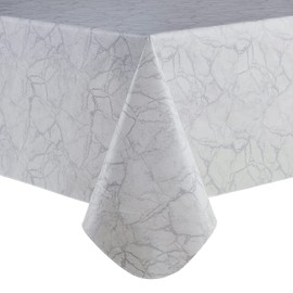 Clorox Premium Vinyl Wrinkle and Waterproof and Spill Resistant Heavy Weight Soft PEVA Tablecloth, Rectangle 60" x 102", Dining Table Cloth for Parties and Camping Marble Positive
