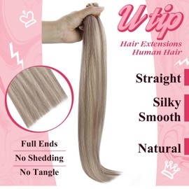 Sunny U Tip Hair Extensions Human Hair Highlight Blonde Keratin Tip Hair Extensions Ash Blonde Highlights Bleach Blonde U Tip Extensions Human Hair Fusion Hair Extensions 24inch 50G