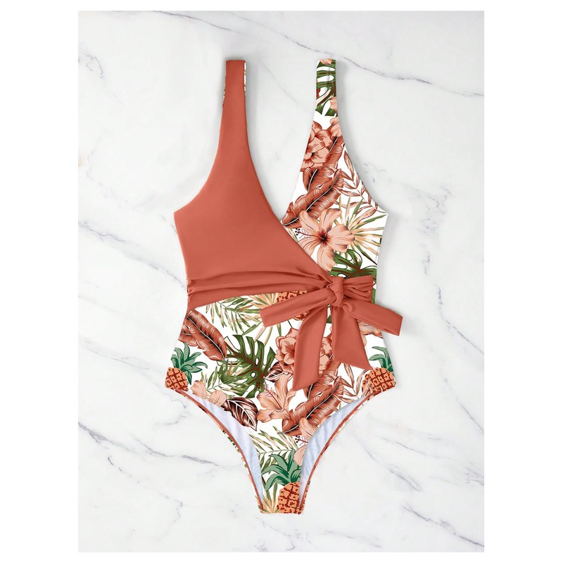 WDIRARA - Traje de baño monokini con tirantes delgados para
