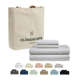 CLOUDSCAPE LINEN 100% Egyptian Cotton Sheets Full Size, 4 Pieces Luxury Bedding Set, 1000 Thread Count Egyptian Cotton,Hotel Quality, Silky Soft, Breathable and Durable, Deep Pockets up to 17, Silver