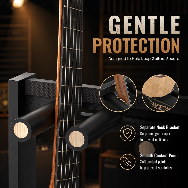 Bamboo Multi Guitar Stand, Folding Guitar Rack for Multiple Guitars,