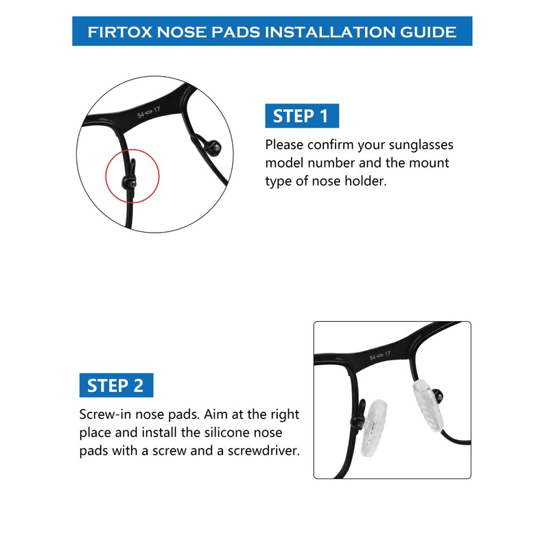 Firtox 4 Pairs Eyeglasses Nose Pads, Screw-in Soft Silicone Eyeglass