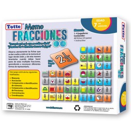 Totte Juego Educativo de Matemáticas, Piezas Autocorregibles, Extra Grandes, Gruesas y Durables, Diseño Infantil, Didácticamente Divertido (Memoria FRACCIONES)