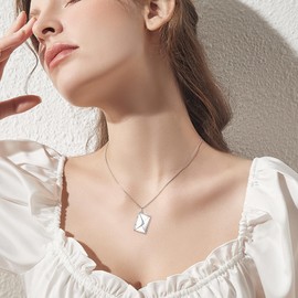 NIFUNAO Envelope Locket Pendant Necklace Sterling Silver Love Letter Memory Photo That Holder Pictures Jewelry Gift Christmas Graduation Day