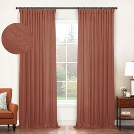 zeerobee Linen Curtains for Living Room/Bedroom 120 Inch Length 2 Panels Set, Light Filtering Linen Drapes, Textured Natural Light Reducing Privacy Curtains, W50 x L120, Terracotta