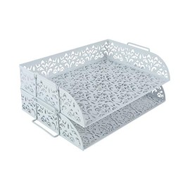 EasyPAG Desk Organizers and Accessories Stackable Paper Tray -2 Tier Stackable Letter Trays,Dark Teal