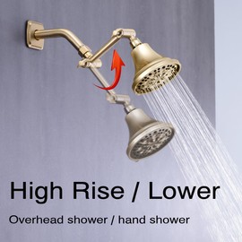 TRUSTMI 4 Inch Brass Shower Arm Adjustable Height Shower Head Extension Arm Mount, Brushed Gold