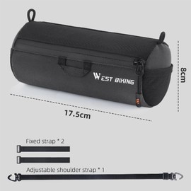 Ayicheyl Bicycle Handlebar Bag, Handlebar Bag with Shoulder Strap, Handlebar Bag, Bicycle Accessories, Fixed Handlebar for Mountain Bikes, Road Bikes, Black, 1L