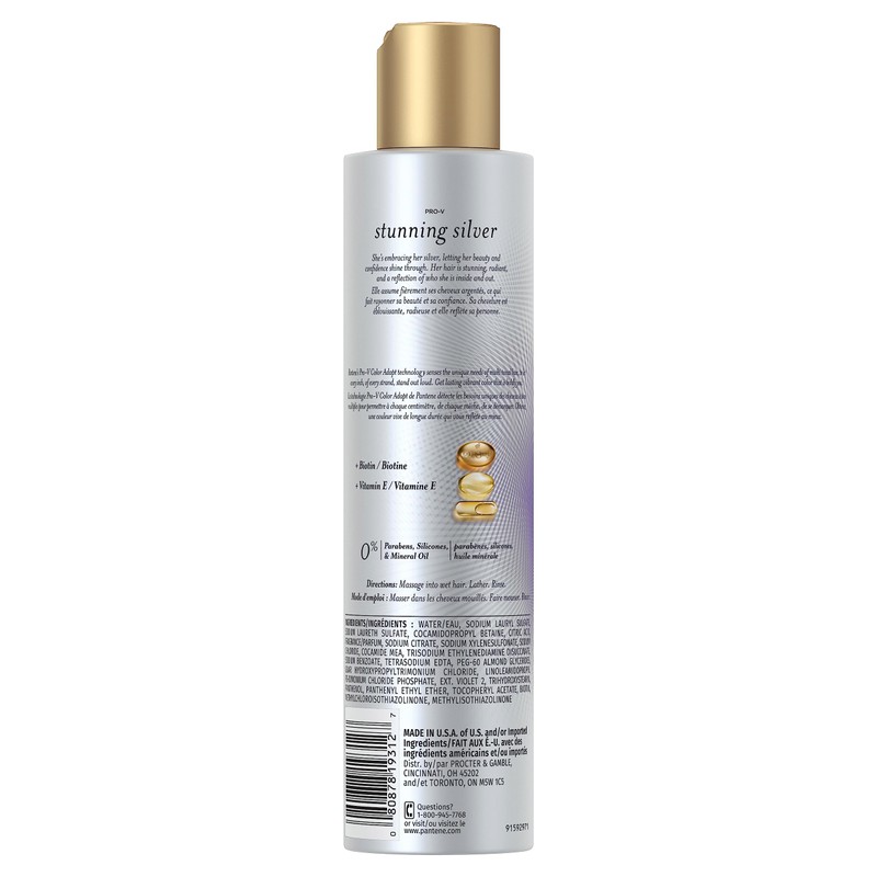 Pantene Stunning Silver Brightening Purple Shampoo for Dyed Gray and