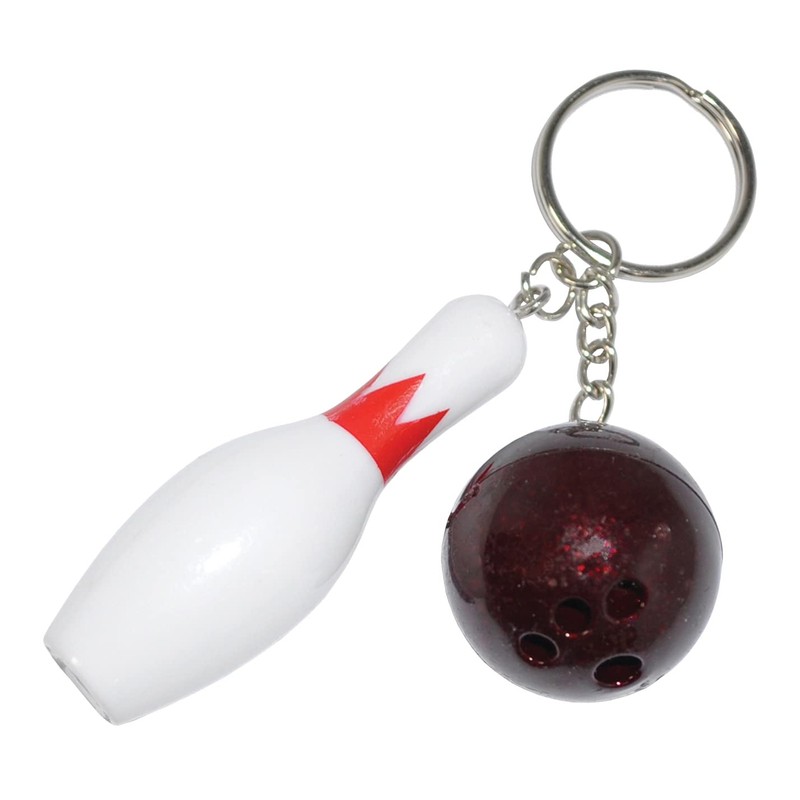 Komonee 10-Pin Bowling Keychain Tenpin Ball Key Ring Skittles Key