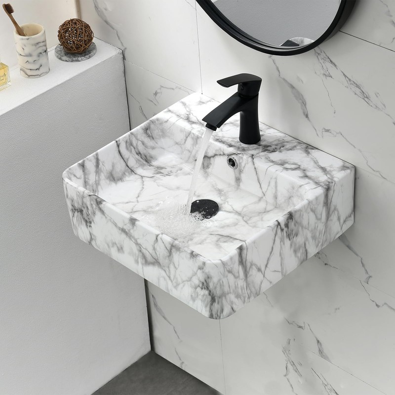 Wall Mount Corner Bathroom Sink Sink Only-Bokaiya 18 Inch Small