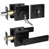 Square Exterior Door Handle with Deadbolt, Matte Black Entry Door