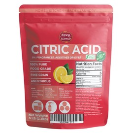 Pure Citric Acid 5 LB Bulk Bag - 100% Natural, Food Grade, Non-GMO - Citric Acid Powder for Cleaning, Bath Bombs, Preserving | Fine Granular | Premium Quality by Spicy World