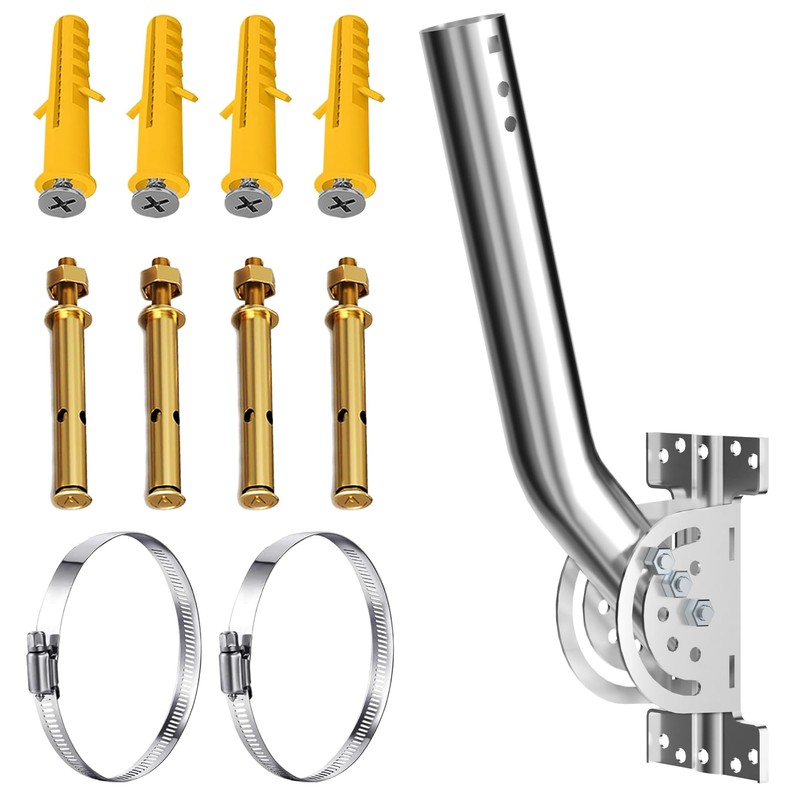 Universal Heavy-Duty Pole Mount, Rustproof Stainless Steel J-Pipe Antenna Mount