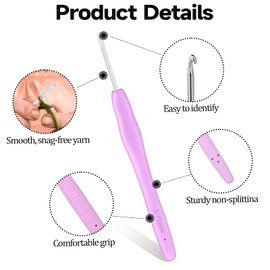 10 Small Crochet Hooks Set, Knitting Needles 0.5mm/0.75mm/1mm/1.25mm/1.5mm/1.75mm/2mm/2.25mm/2.5mm/2.75mm Ergonomic Handle Crochet Hooks for Lacework